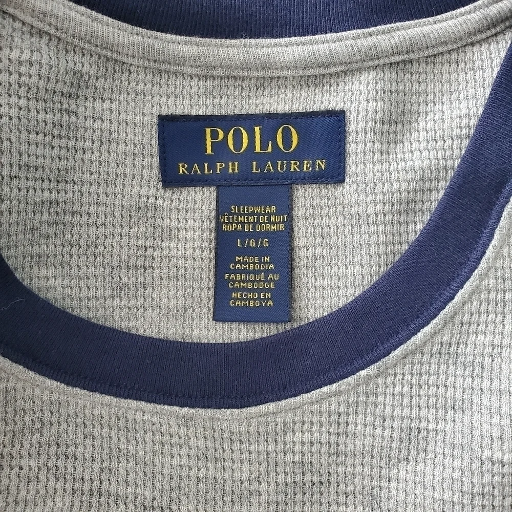 NEW Polo Ralph Lauren Logo Crest Gray Pajama Shirt